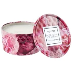 Voluspa Rose Petal Ice Cream - 2 Wick Tin Candle