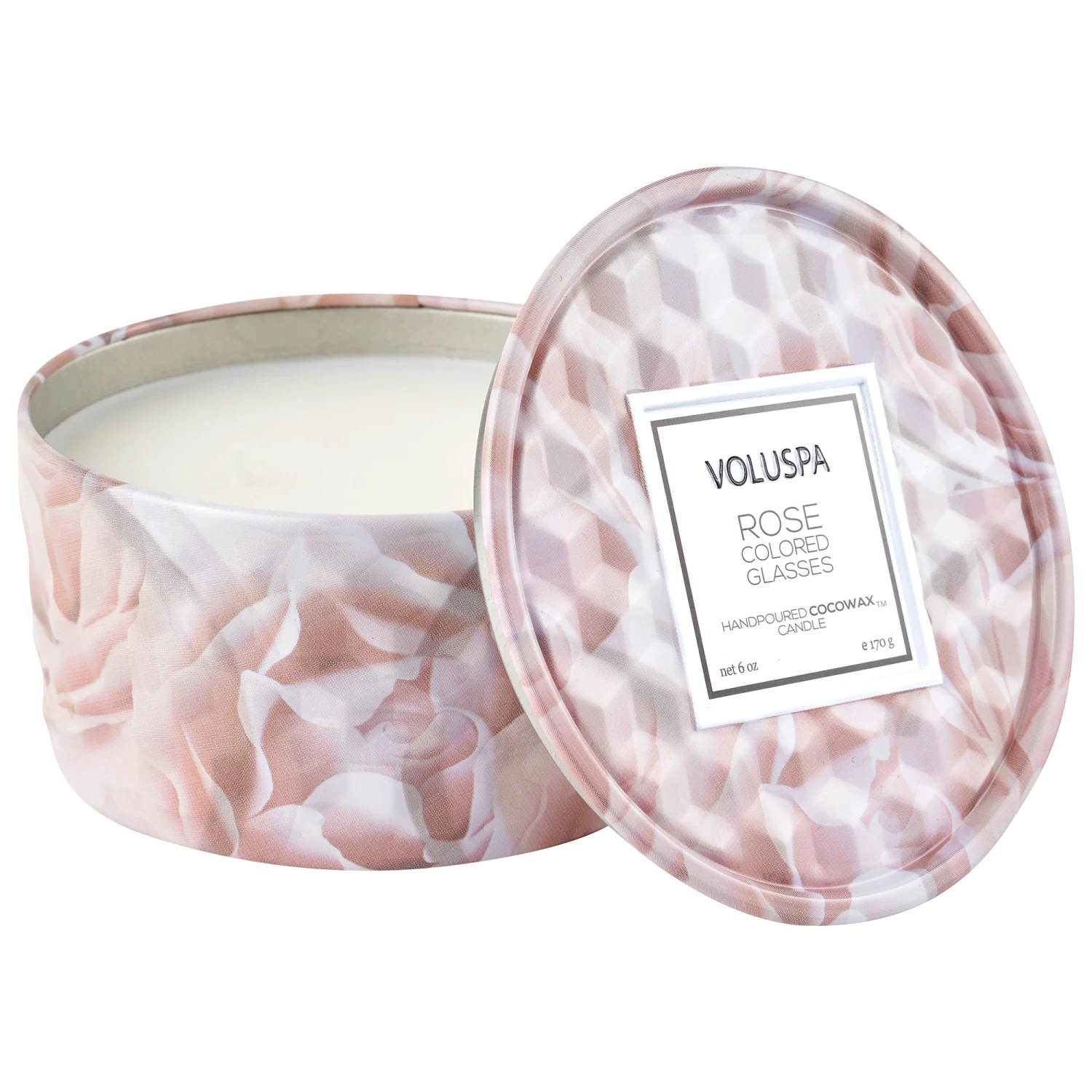 Voluspa Rose Colored Glasses - 2 Wick Tin Candle 1 Voluspa Rose Colored Glasses - 2 Wick Tin Candle