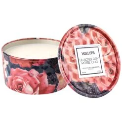 Voluspa Blackberry Rose Oud - 2 Wick Tin Candle