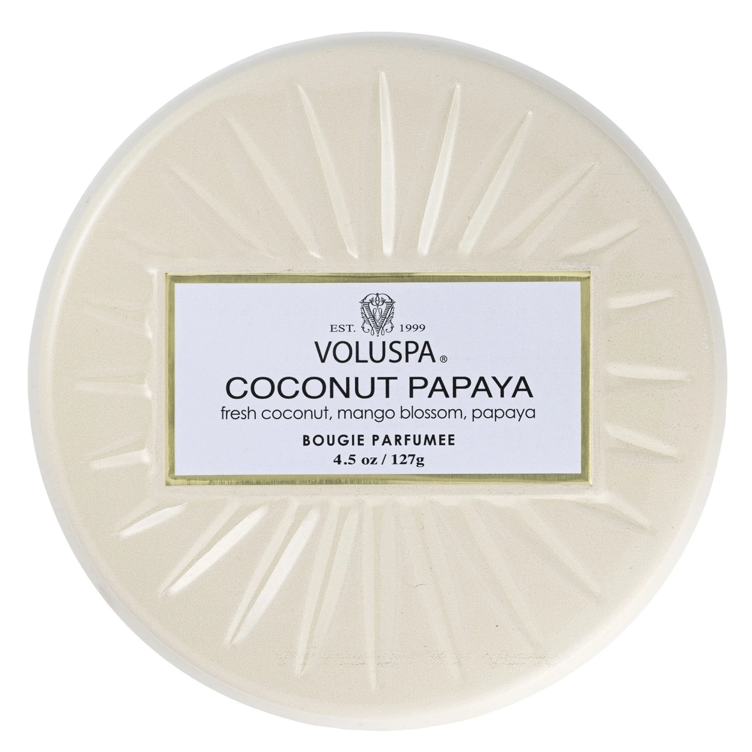 Voluspa Coconut Papaya - Mini Tin Candle 2 Voluspa Coconut Papaya - Mini Tin Candle - Image 2