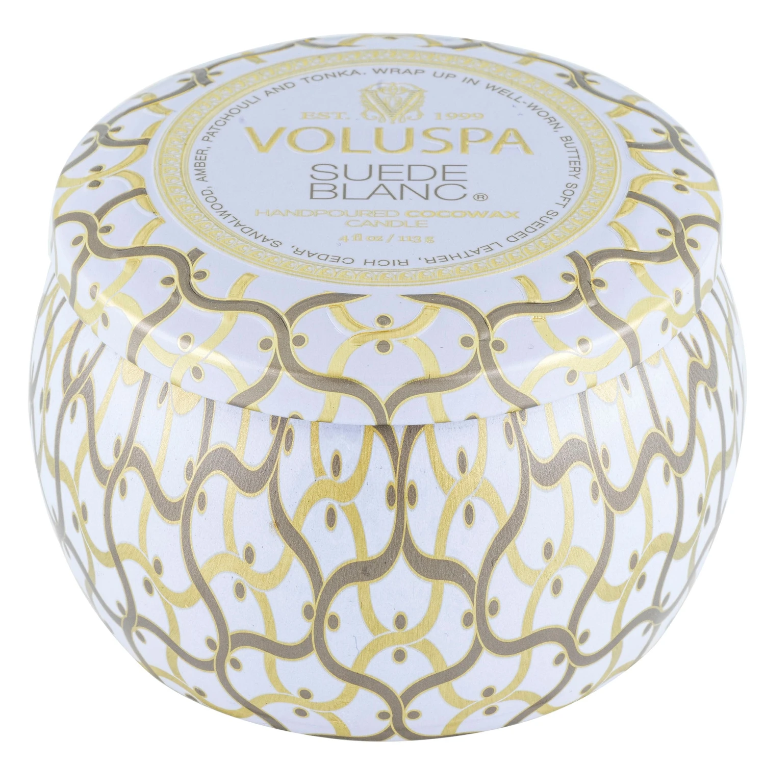 Voluspa Suede Blanc - Mini Tin Candle 6 Voluspa Suede Blanc - Mini Tin Candle - Image 6