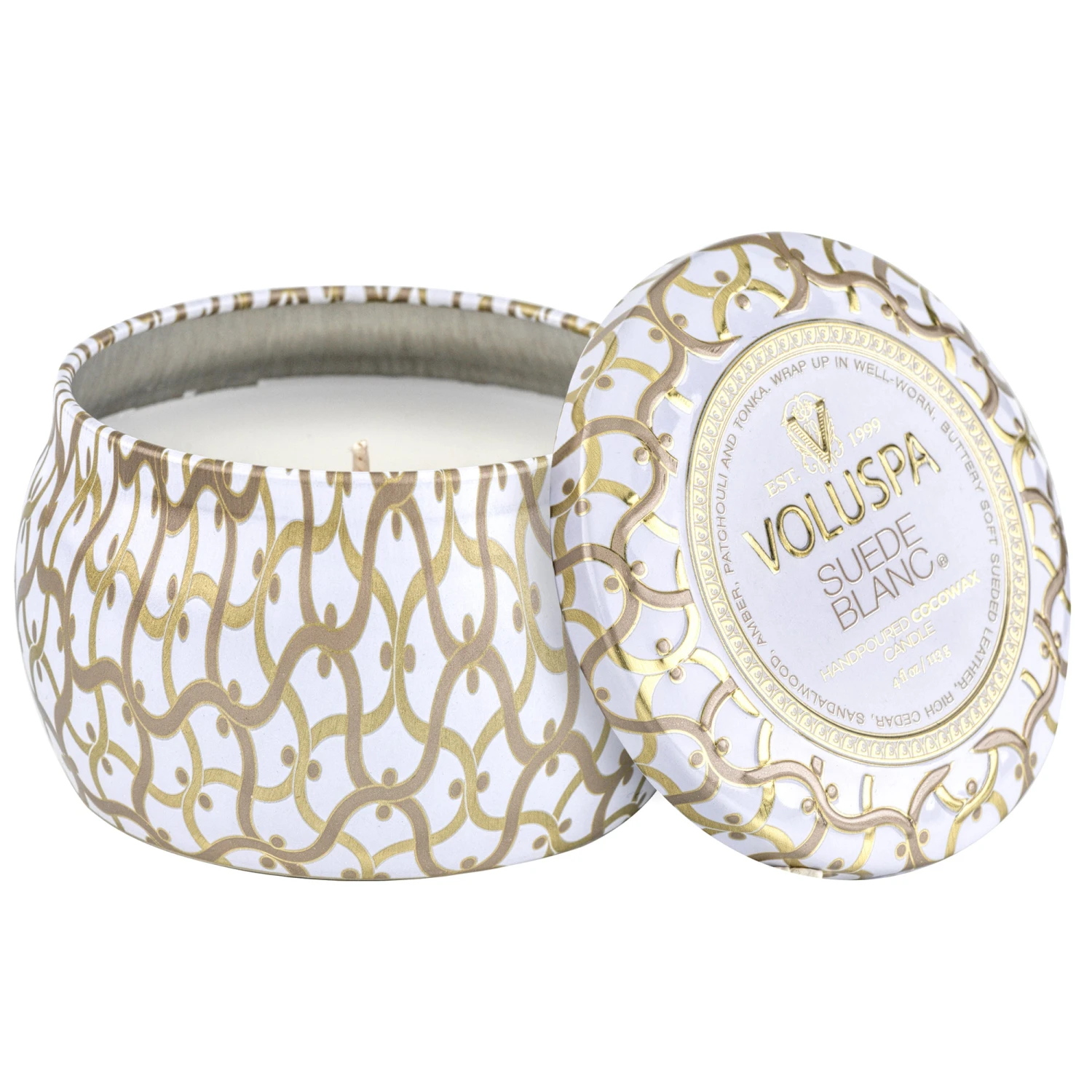 Voluspa Suede Blanc - Mini Tin Candle 1 Voluspa Suede Blanc - Mini Tin Candle