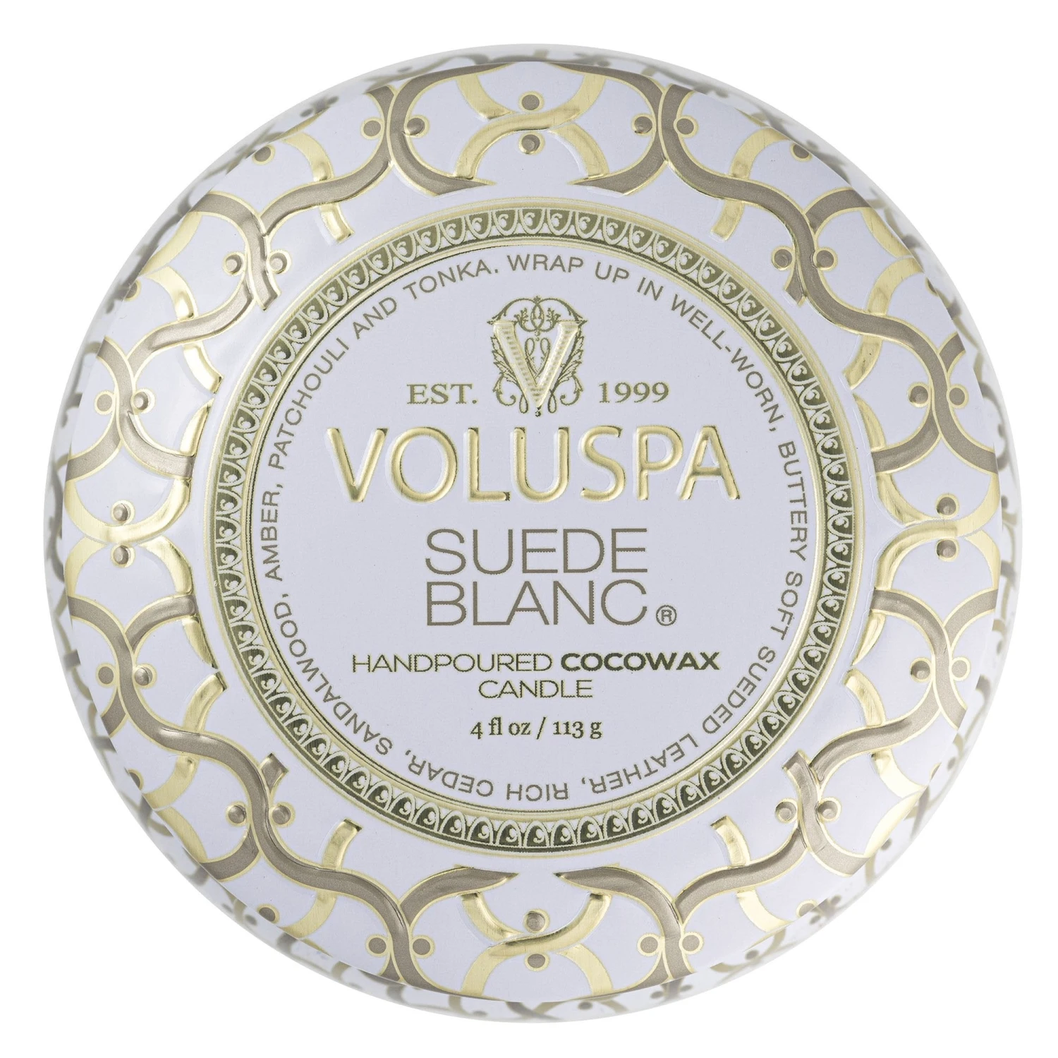 Voluspa Suede Blanc - Mini Tin Candle 4 Voluspa Suede Blanc - Mini Tin Candle - Image 4