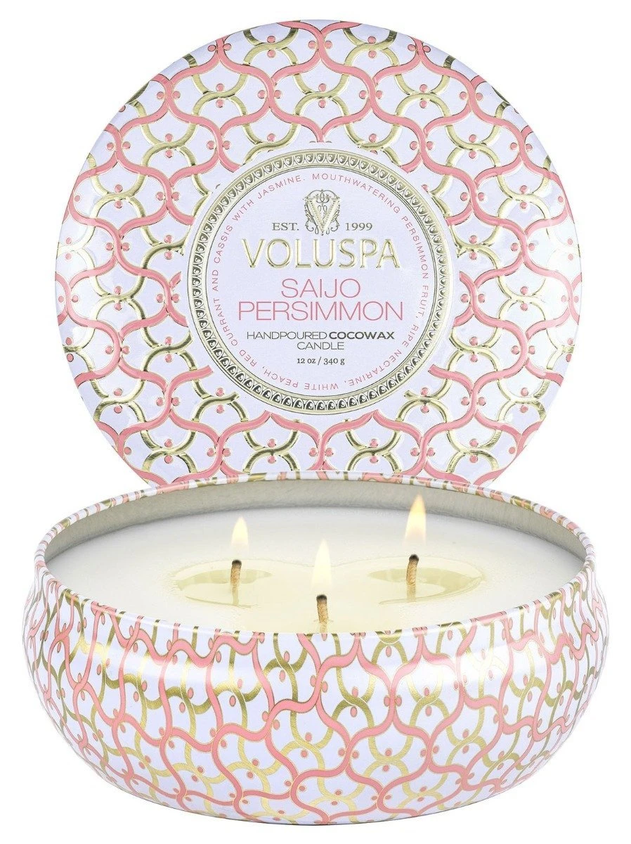 Voluspa - Saijo Persimmon 3 Wick Tin Candle 1 Voluspa - Saijo Persimmon 3 Wick Tin Candle