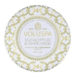 Voluspa Eucalyptus & White Sage - Mini Tin Candle 8 Voluspa Eucalyptus & White Sage - Mini Tin Candle -Voluspa Sales Store FA21 PRopt 8117 002