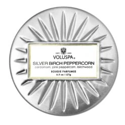 Voluspa Silver Birch Peppercorn - Mini Tin Candle 8 Voluspa Silver Birch Peppercorn - Mini Tin Candle -Voluspa Sales Store FA22 PRopt 68218 2 1