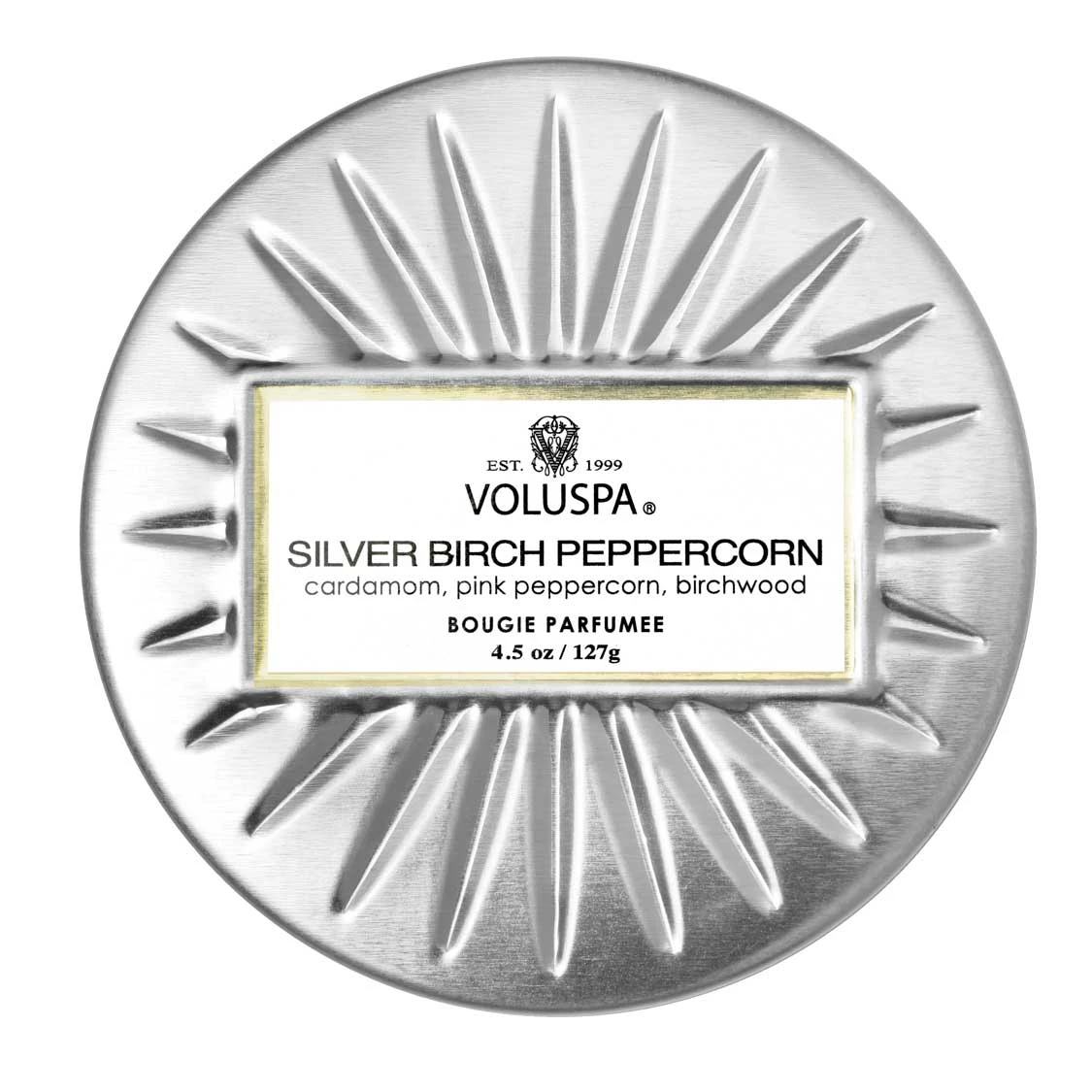 Voluspa Silver Birch Peppercorn - Mini Tin Candle 3 Voluspa Silver Birch Peppercorn - Mini Tin Candle - Image 3
