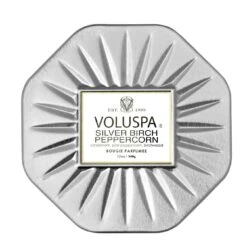 Voluspa Silver Birch Peppercorn - 3 Wick Octagon Tin Candle
