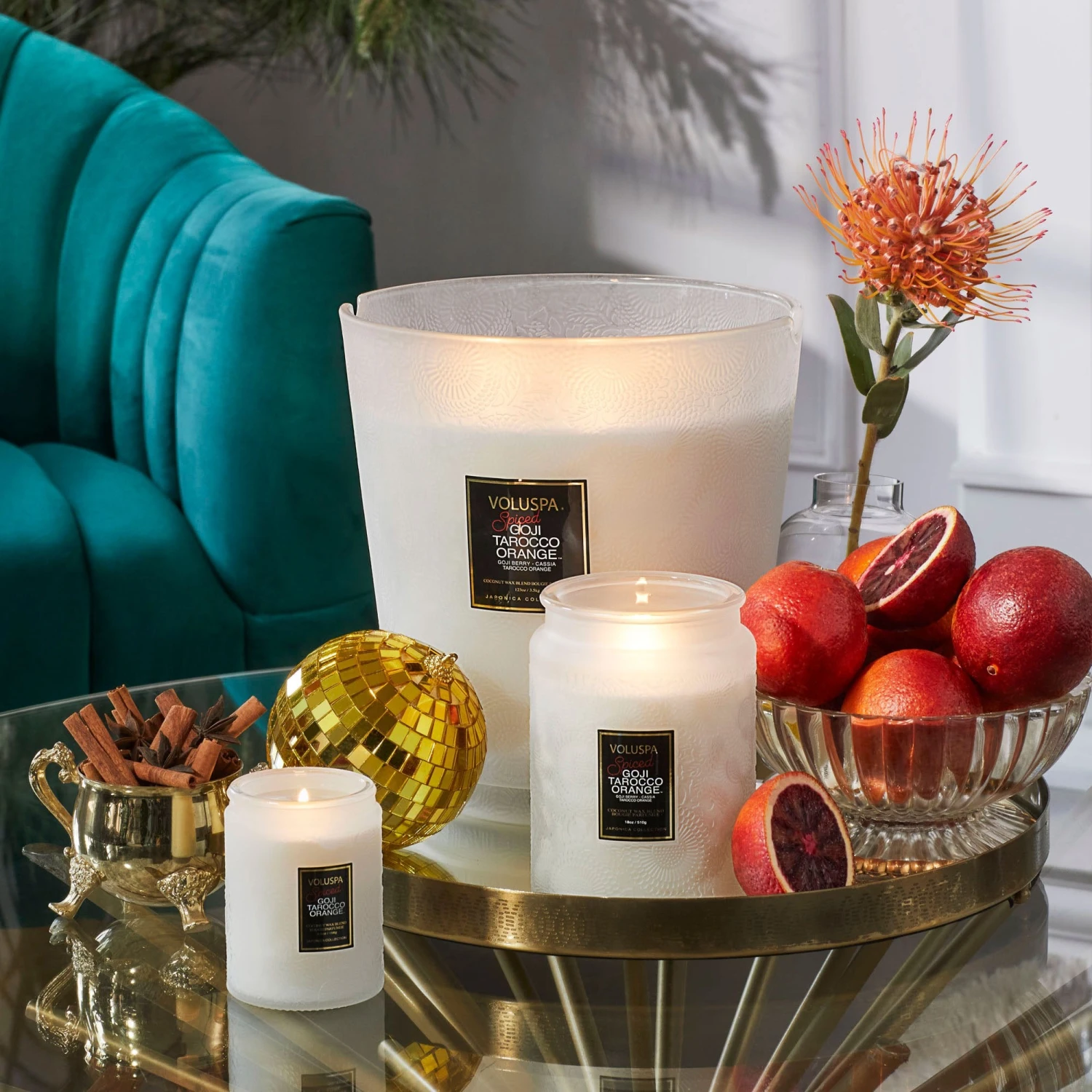 Voluspa Spiced Goji Tarocco Orange - Large Jar Candle 2 Voluspa Spiced Goji Tarocco Orange - Large Jar Candle - Image 2