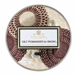 Voluspa Gilt Pomander & Hinoki - Mini Tin Candle -Voluspa Sales Store HO21 PRopt 72116 002