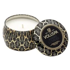 Voluspa - Ambre Lumiere Mini Tin Candle -Voluspa Sales Store ambre travel tin