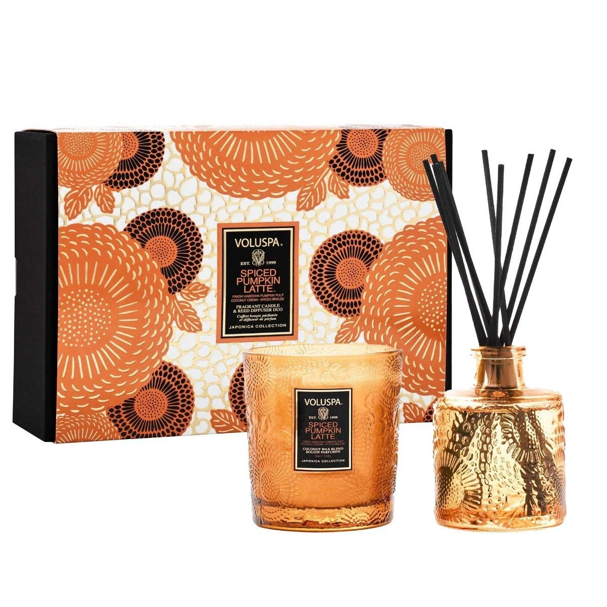 Voluspa - Spiced Pumpkin Latte Demi Candle & Diffuser Duo 1 Voluspa - Spiced Pumpkin Latte Demi Candle & Diffuser Duo