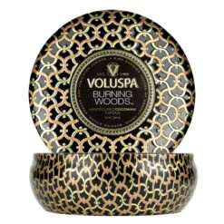 Voluspa - Burning Woods 3 Wick Tin Candle -Voluspa Sales Store fa21 propt 8227 004
