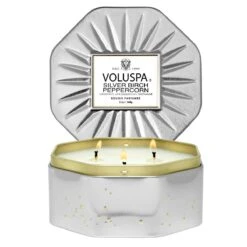 Voluspa - Silver Birch Peppercorn Octagon Tin Candle
