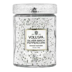 Voluspa - Silver Birch Peppercorn Embossed Small Glass Candle