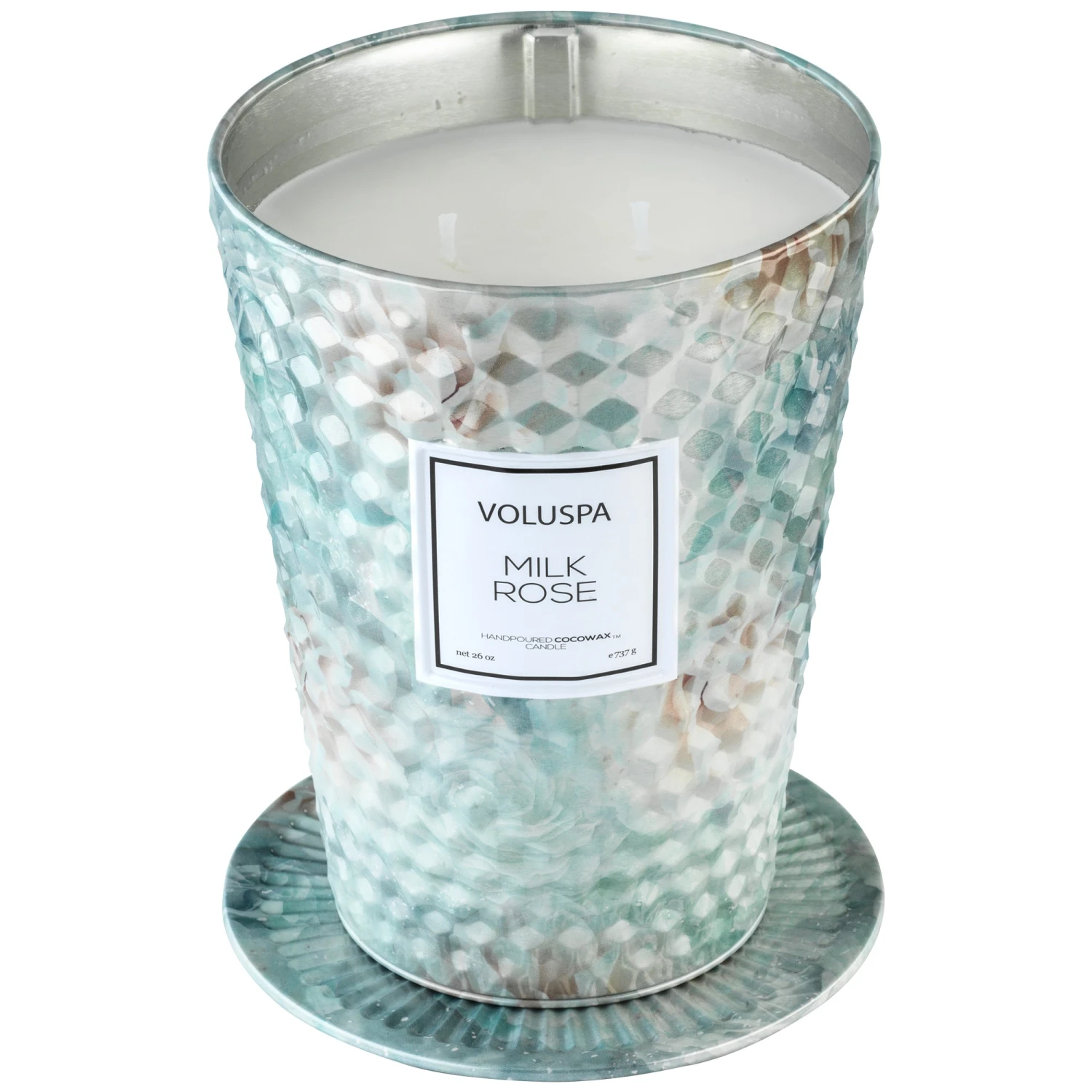 Voluspa Milk Rose - 2 Wick Table Tin Candle 2 Voluspa Milk Rose - 2 Wick Table Tin Candle - Image 2