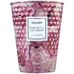 Voluspa Rose Petal Ice Cream - 2 Wick Table Tin Candle