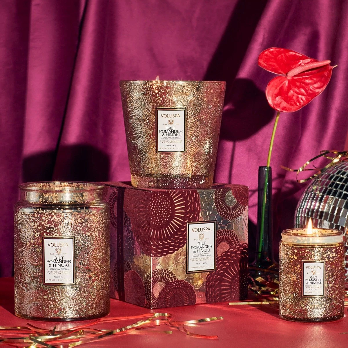 Voluspa - Gilt Pomander & Hinoki 2 Wick Hearth Candle 4 Voluspa - Gilt Pomander & Hinoki 2 Wick Hearth Candle - Image 4