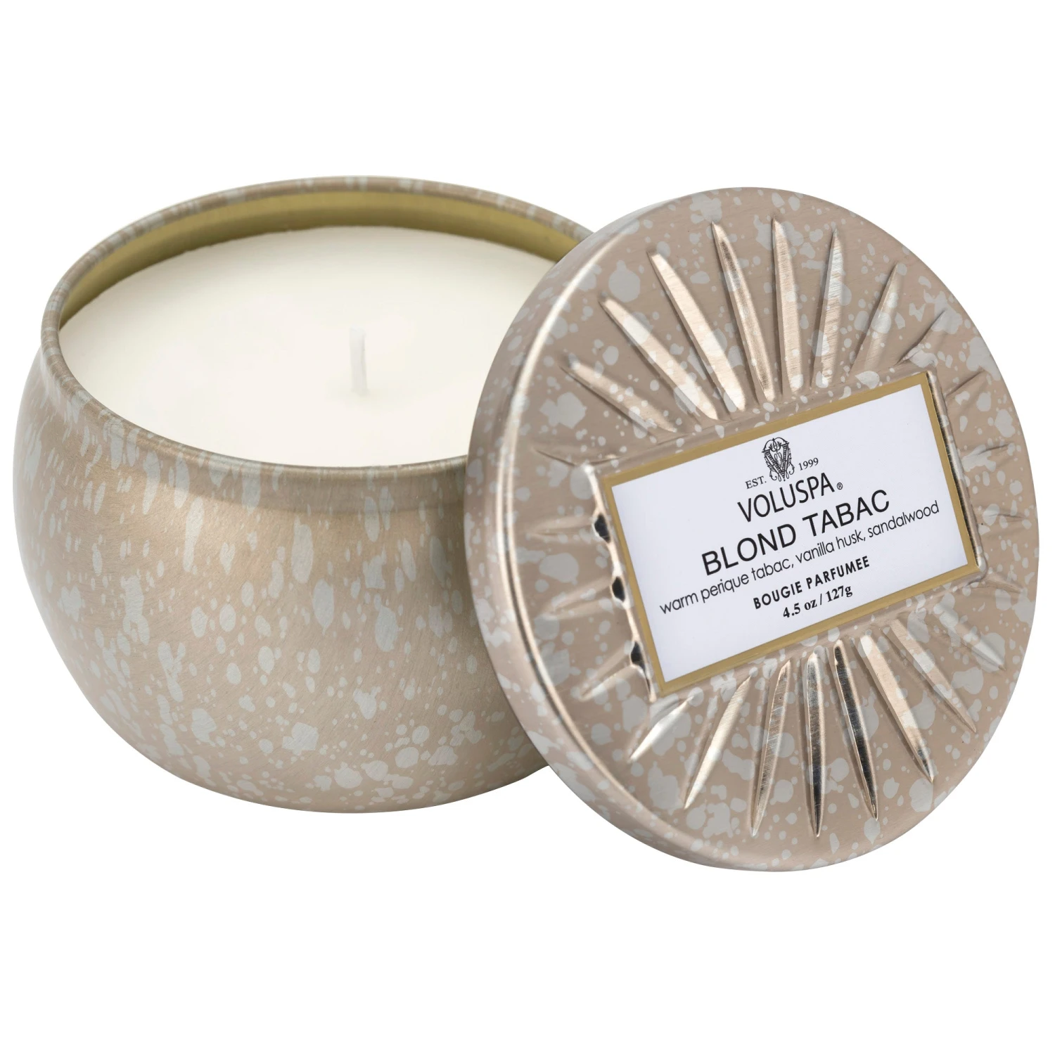 Voluspa Blond Tabac - Mini Tin Candle 1 Voluspa Blond Tabac - Mini Tin Candle