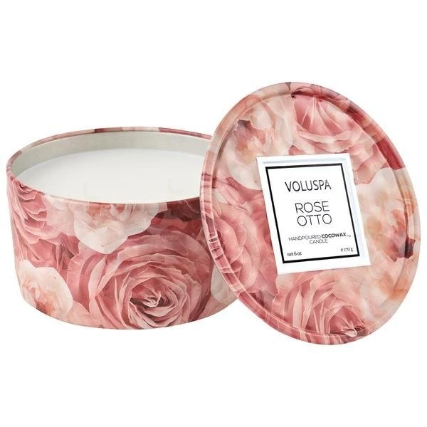 Voluspa - Rose Otto 2 Wick Mini Tin Candle 1 Voluspa - Rose Otto 2 Wick Mini Tin Candle