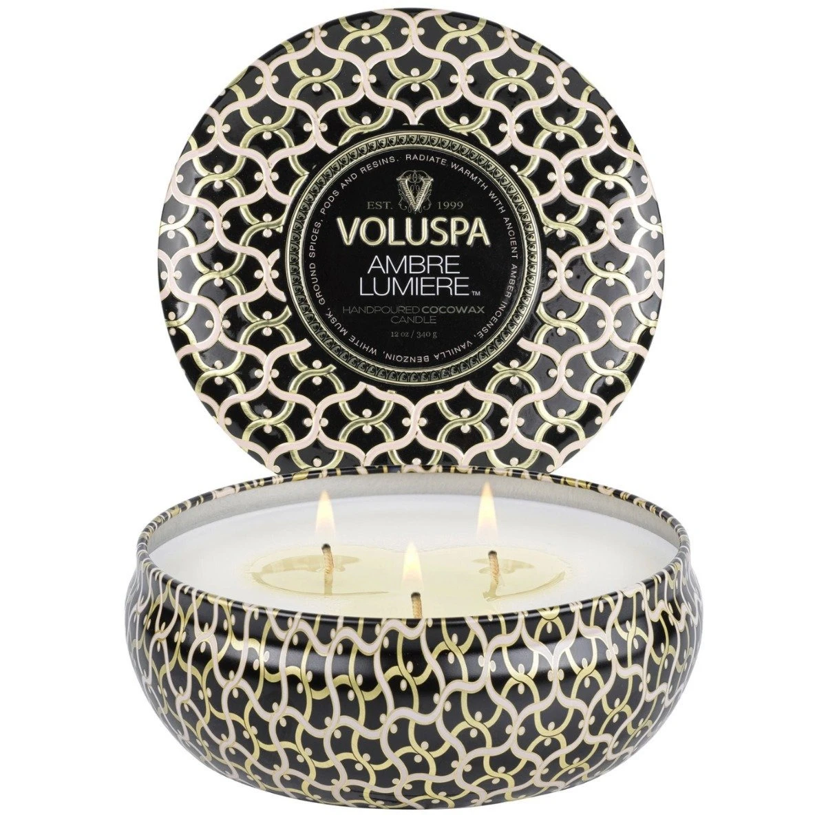 Voluspa - Ambre Lumiere 3 Wick Tin Candle 1 Voluspa - Ambre Lumiere 3 Wick Tin Candle
