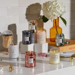 Voluspa - Coconut Papaya Embossed Small Glass Candle -Voluspa Sales Store sp22 lf vermeil small jars all web 21f1b935 459c 42af 866c c6b775ea9222 1024x1024