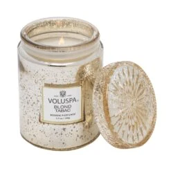 Voluspa - Blond Tabac Embossed Small Glass Candle -Voluspa Sales Store sp22 propt 6879 1 web fe3aebc6 b2a0 4484 953d 573fe1a8ce92 1024x1024